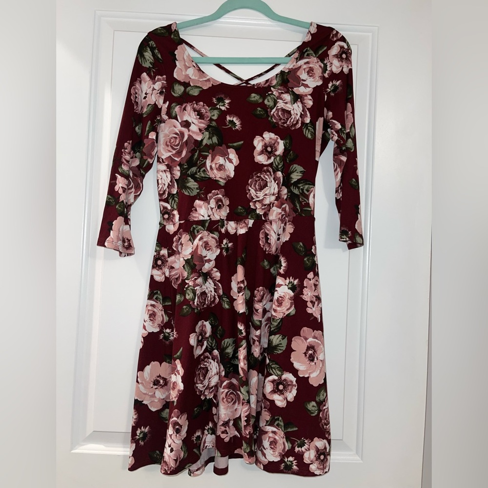 3/4 SLEEVE FLOWER DRESS